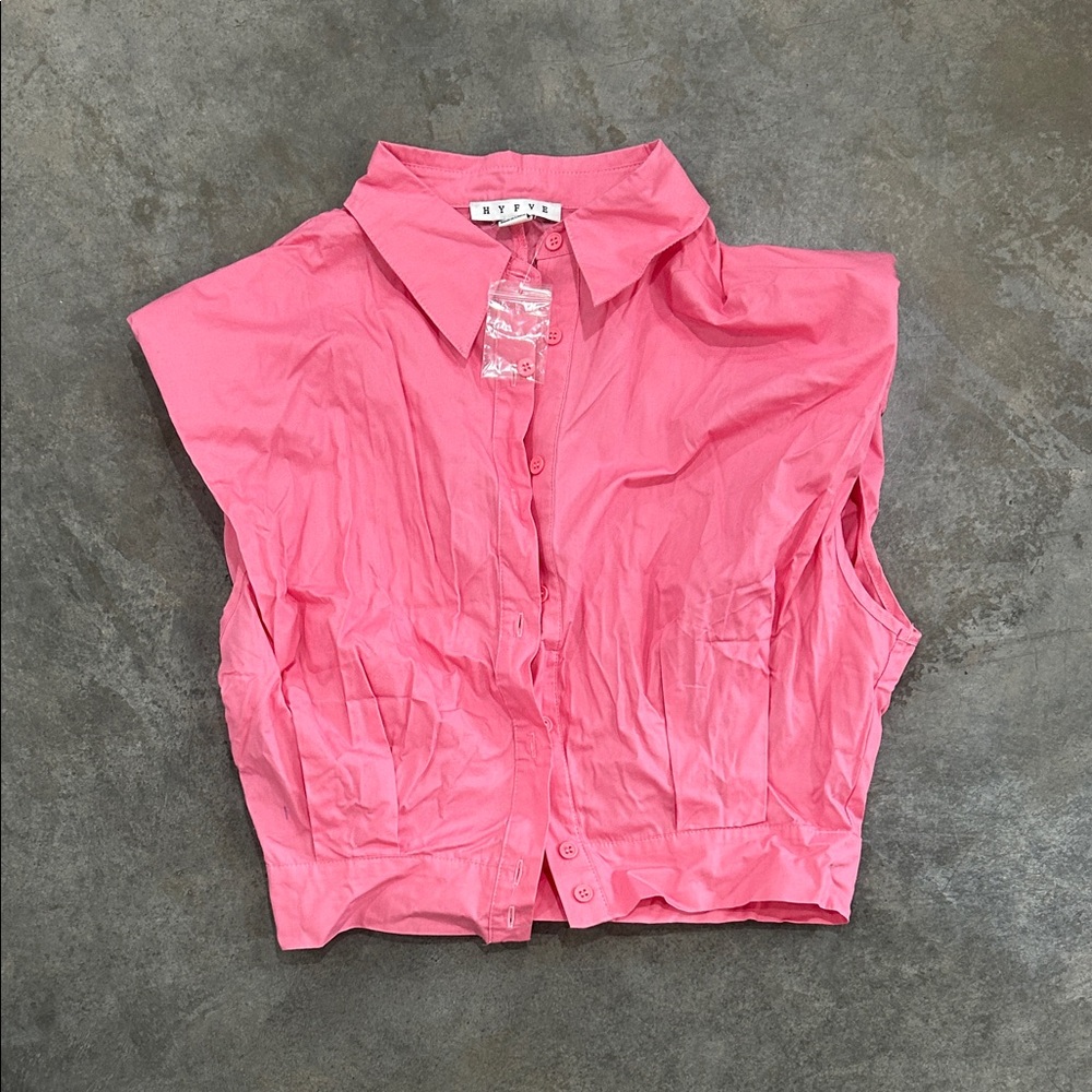 HYFVE Hot Pink Sleeveless Button-Down Shirt Top
